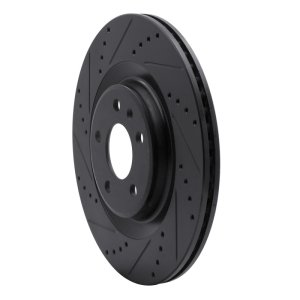 Audi A6 Allroad Brake Rotor (1) - Rear Left - R1 Concepts - Drilled & Slotted - Black - `08-`25